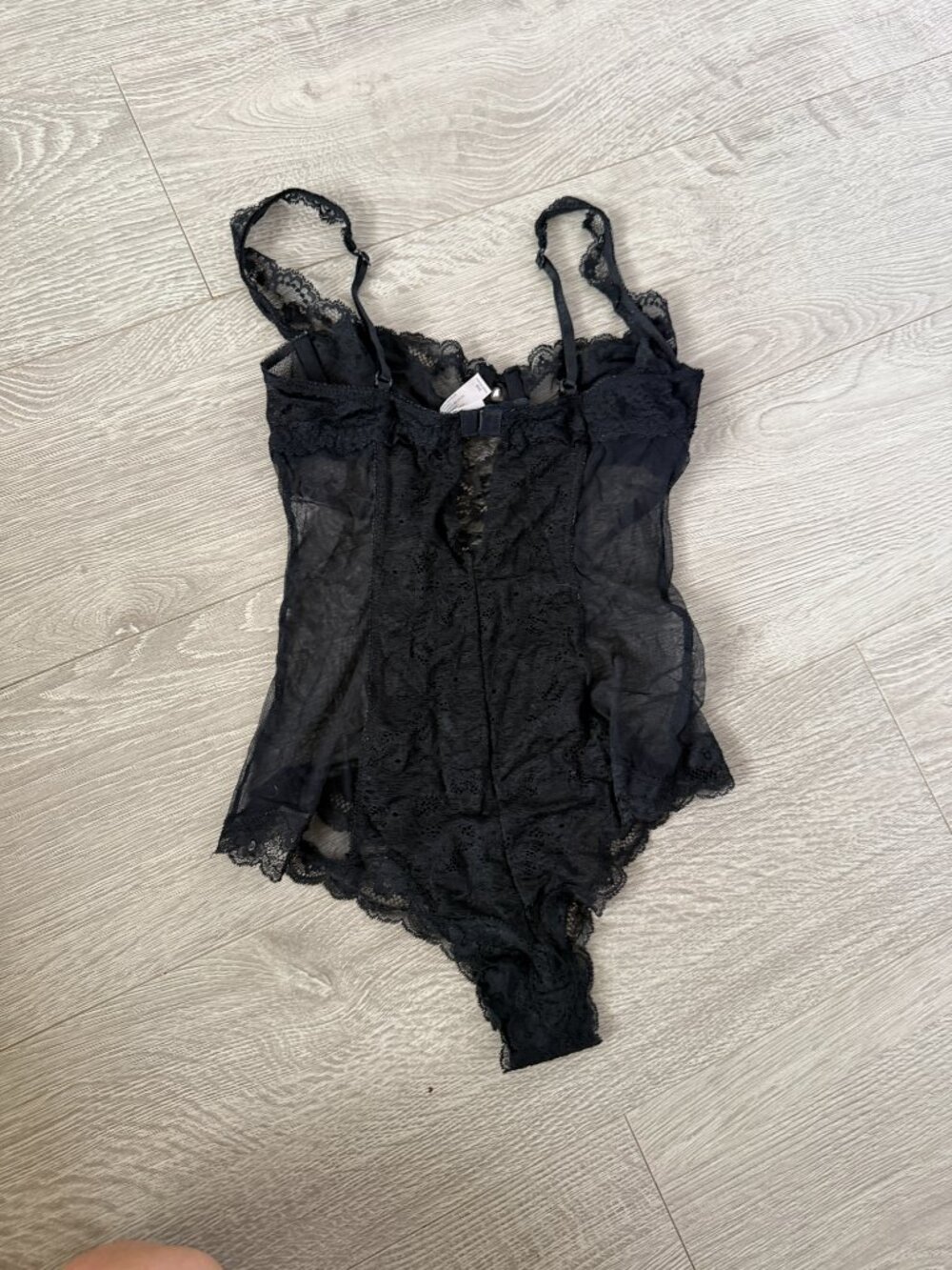 Victoria’s Secret Black Sheer Lace Teddy Bodysuit Lingerie 34B - Picture 6 of 12
